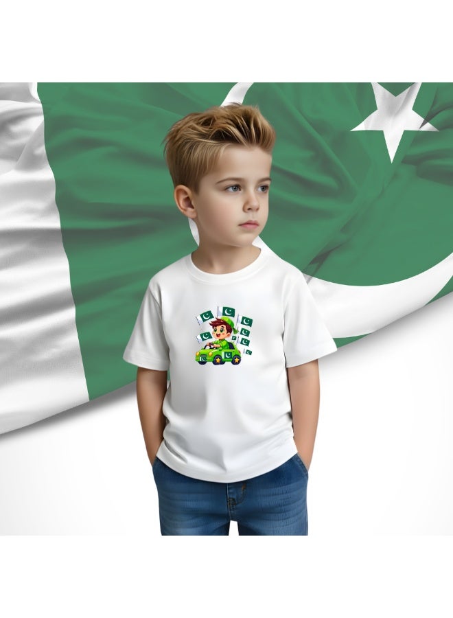 Pakistan Independence Day Kids Boys T-Shirt – Short Sleeve RoundNeck Cotton Tshirt-Ideal for Independence Day Celebrations,School Events - Image 3